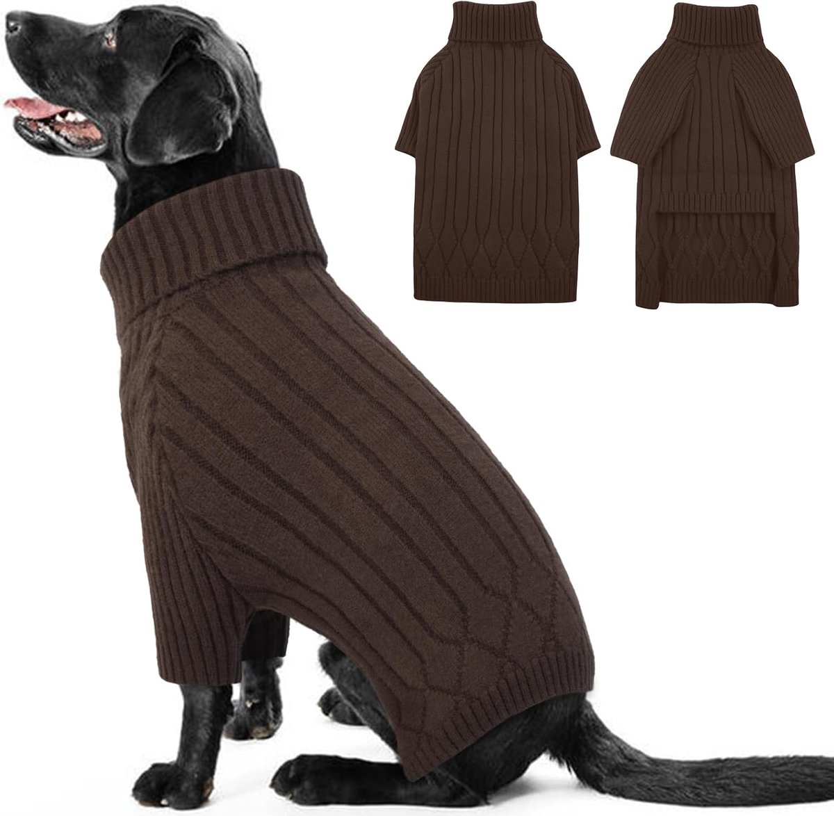 Truien voor extra grote honden, warme winter herfst hondentruien voor honden meisjes jongens, rolkraag hondengebreide kleding, hondje kersttrui, huisdier sweatshirt kleding outfit