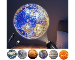 Sterrenprojector - 2-in-1 Projector - Planet Projector - Met 6 Films - Sterren Nachtlamp - Projectorlamp - Nachtlampje - Galaxy Projector - Sterrenhemel Projector - Sterrenlamp - HD - Plug-and-play - USB - Cadeau - Voor Auto en Kinderkamer - Planeet