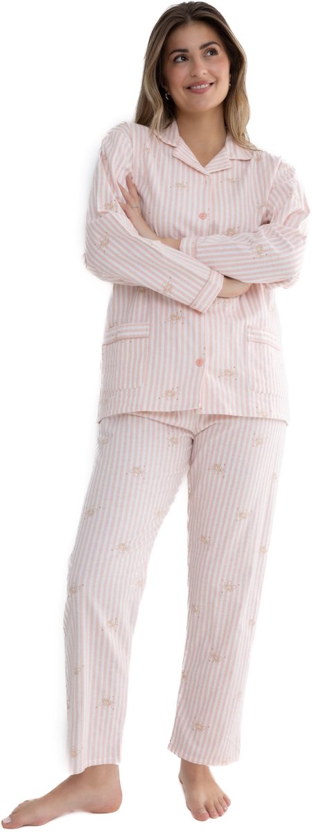 Lunatex dames winter pyjama 641184 - warm flanel - roze