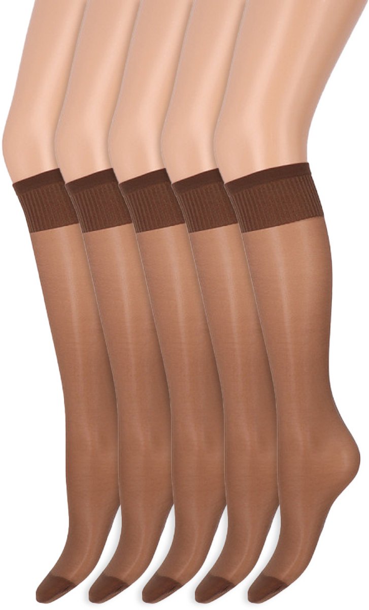 Marianne Drukvrije Pantykousen | Lycra | 20 Denier | Merk: Marianne | Maat: One Size | Kleur: Muscat | 5 Paar Bruin