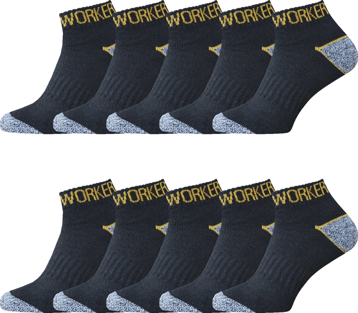 Work 20 Paar - Sneaker Werksokken - Zwart - Ademend En Versterkt - Maat 39-50