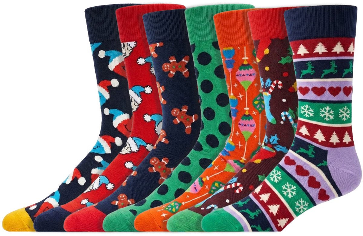 7 Paar – Happy Socks – Dames & Heren – Thema Kerst – Katoen – Maat 41/46