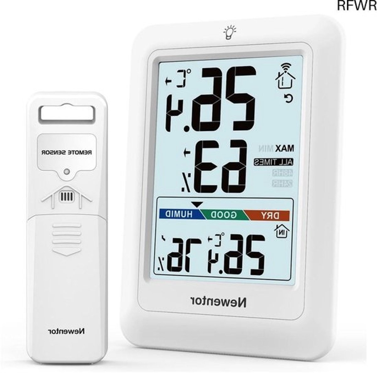 RFWR® Draadloos Weerstation met Buitensensor en Hygrometer - Binnen en Buiten Temperatuur- en Luchtvochtigheidsmeter