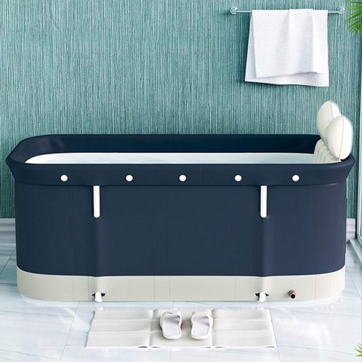 Inklapbaar Badkuip - Inklapbaar - Draagbaar - Verplaatsbaar - Kunststof - Mobiel - PVC-houder - voor kleine badkamers - Volwassenen - Kinderen - 120 x 55 x 50 cm