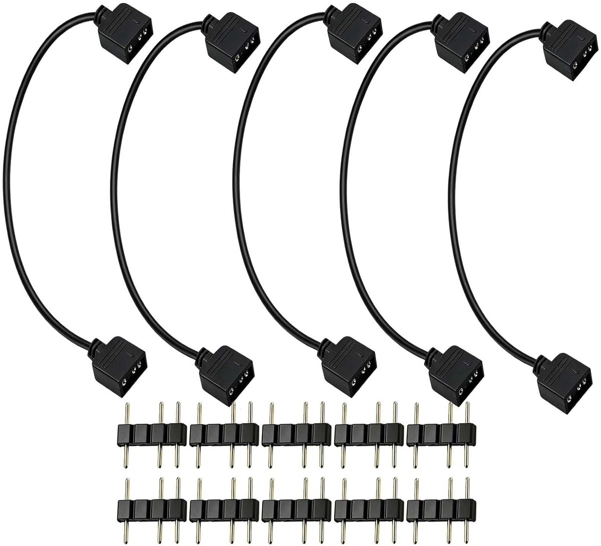 ARGB verlengkabels 30 cm - 5V 3-polig - met 10 mannelijke stekkers - voor ventilatoren en ledstrips - ShopVlot