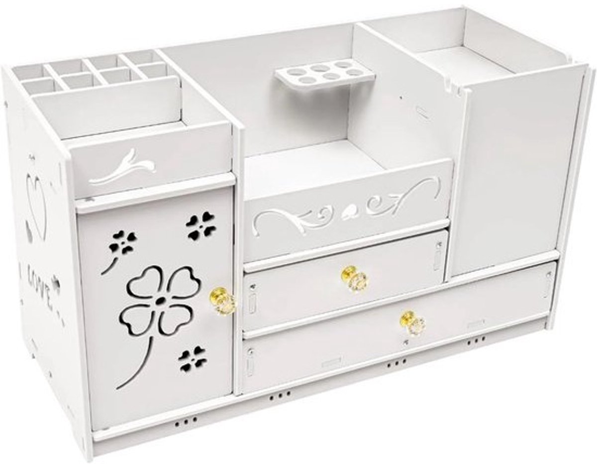 make up organizer - make up - cosmetische organizer met 2 lades in één spiegel Multifunctionele opbergers Make-up organizers