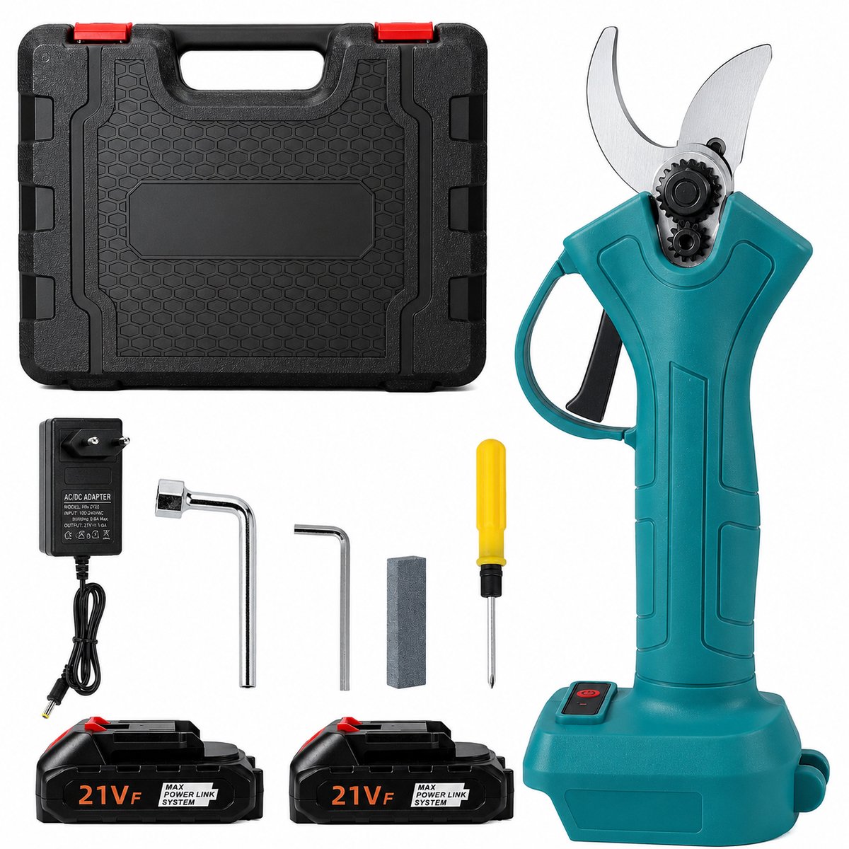 DPLUNIQ Snoeischaar - Schaar - Tuingereedschap - Takkenschaar - Elektrische - 2 accu's - 3000 mAh - 50mm schaar - 500W - Groen