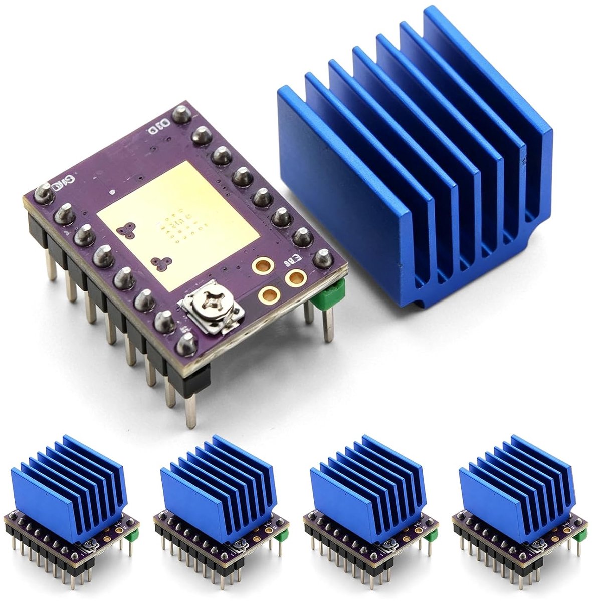 5 stuks TMC2209 V2.0 stappenmotordrivers, 2,5 A stappenmotordrivers, ultra stille stepsticks met koellichaam voor 3D-printer, moederbord voor MKS gen lV2.0, skr1.3 1.4, voor MKS sgen l ondersteund