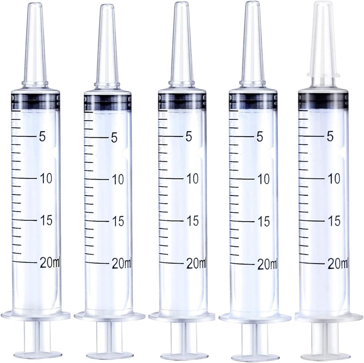 20ml Meetspuit zonder Naald, 5 Stuks Plastic Spuiten voor Dierenvoeding, Planten Water geven en Laboratorium Experimenten