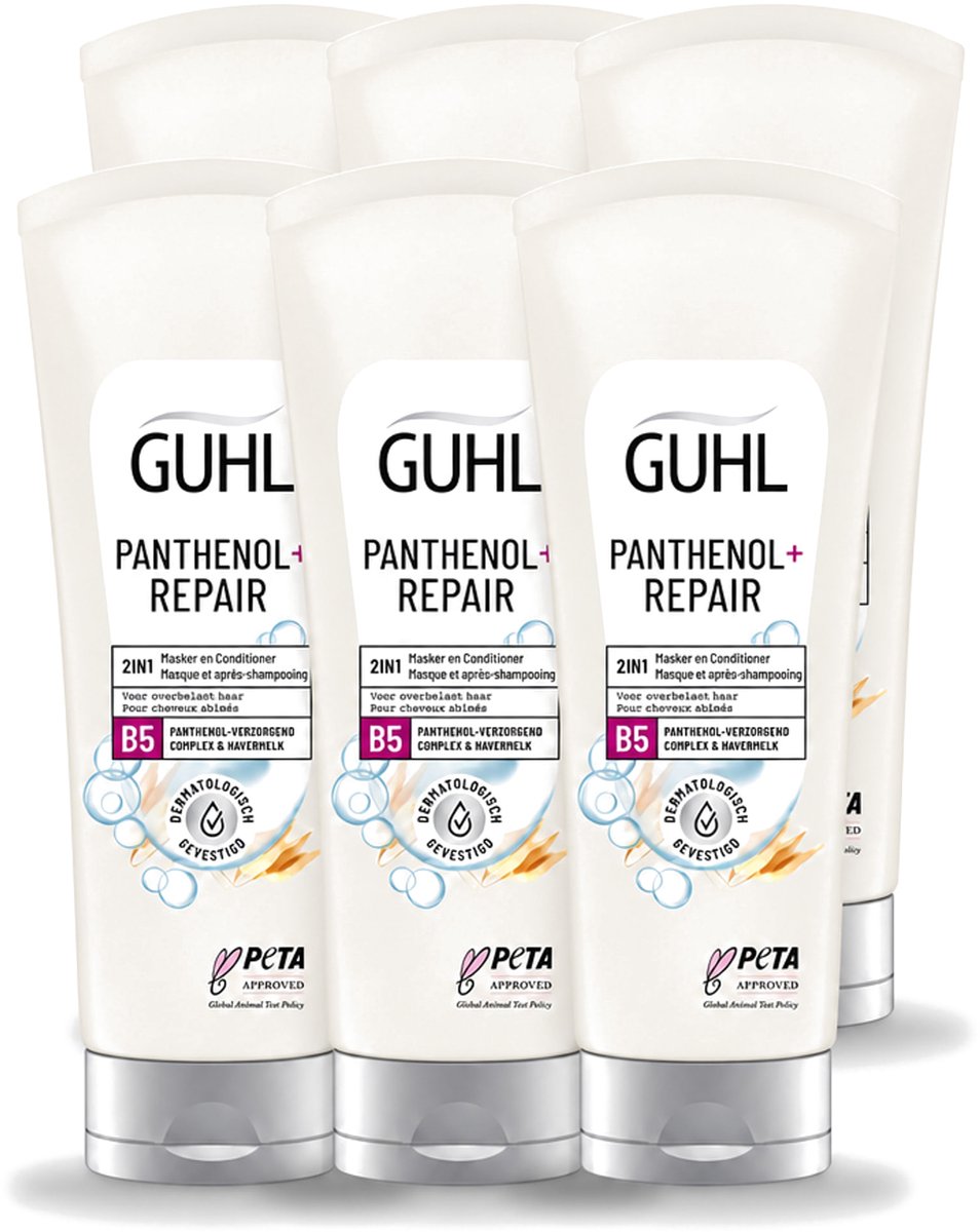 6 x Guhl – 2-in-1 Masker & Conditioner – Panthenol+Repair – 200 ml - Voordeelverpakking - 6 stuks