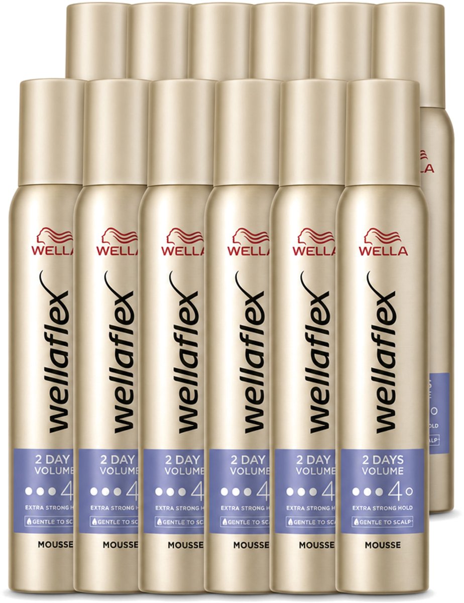 12 x Wella – Flex 2 Days Volume – Haarmousse – 200 ml - Voordeelverpakking - 12 stuks