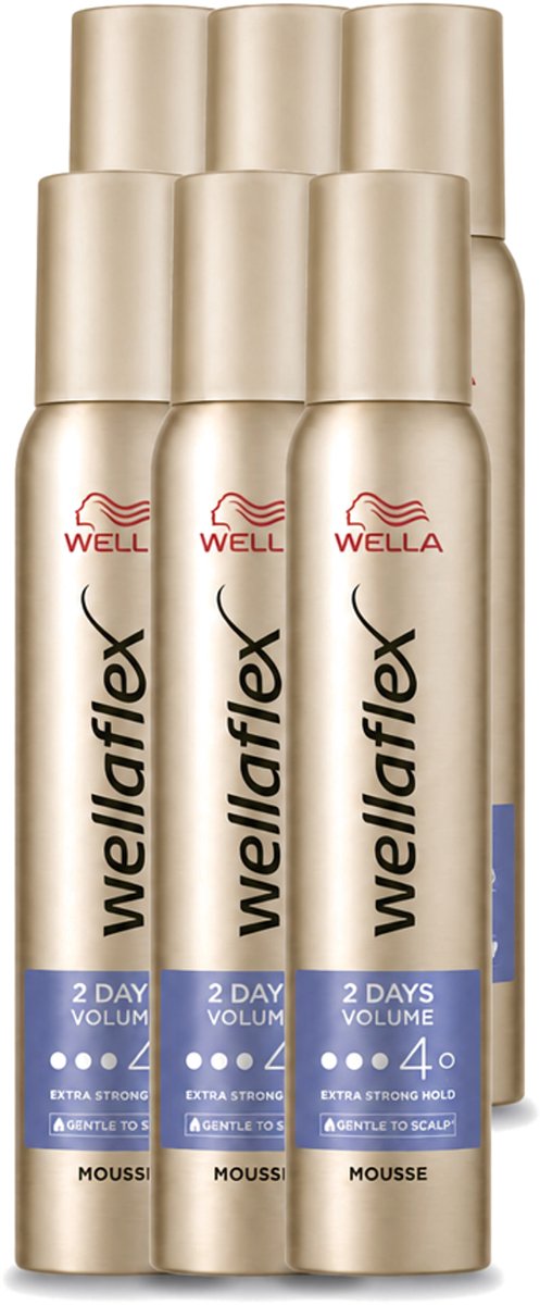 6 x Wella – Flex 2 Days Volume – Haarmousse – 200 ml - Voordeelverpakking - 6 stuks