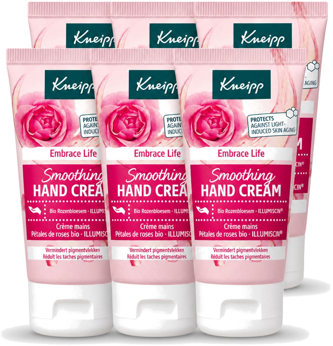 6 x Kneipp - Handcrème - Embrace Life - Anti‑Aging (ILLUMISCIN) - 50 ml - Voordeelverpakking - 6 stuks