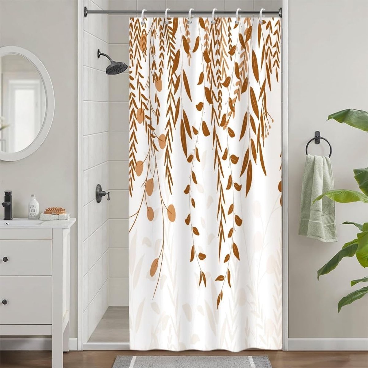 Douchegordijn bruin 90x180cm anti-schimmel eucalyptus kaki