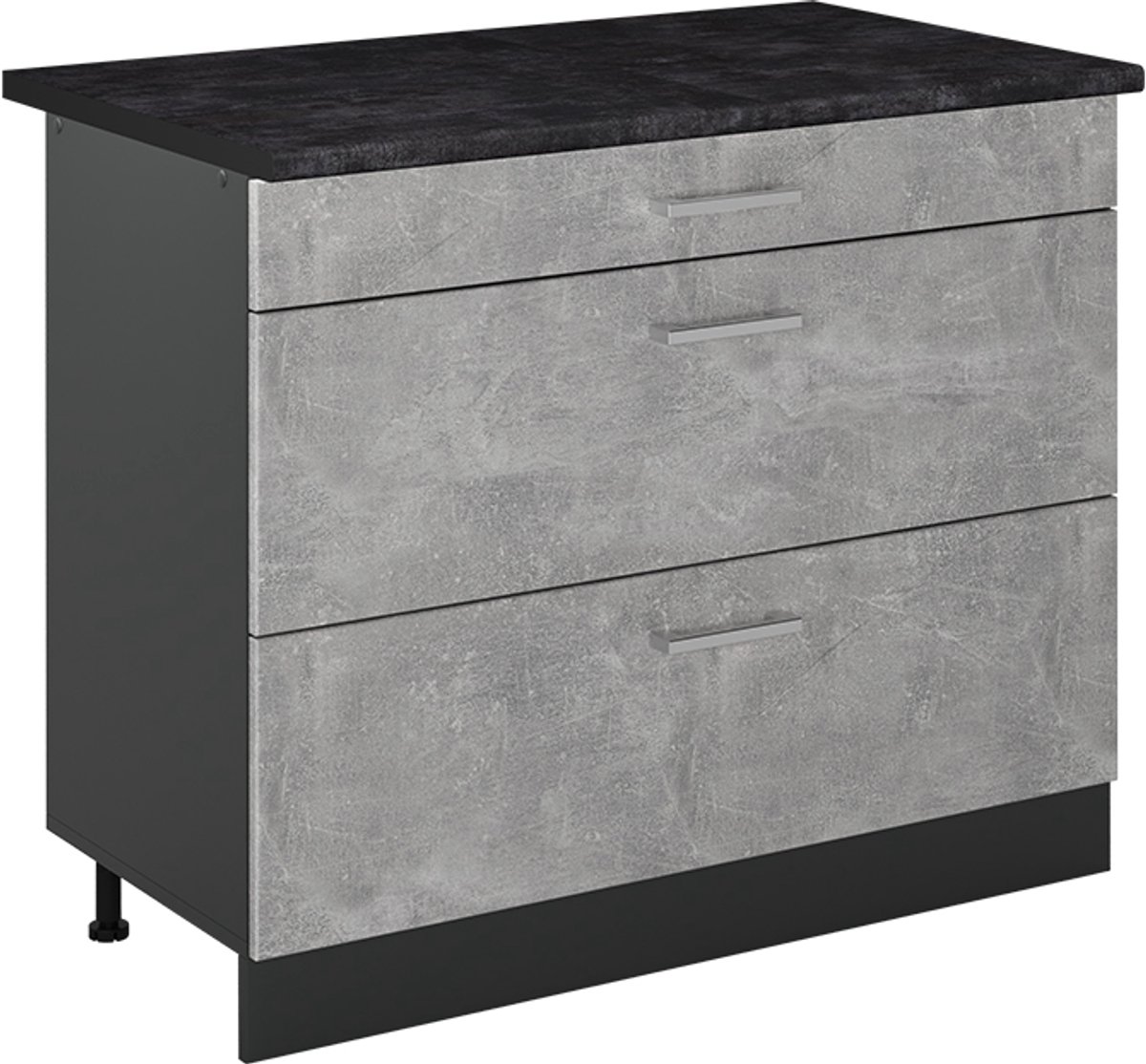 Vicco Keukenonderkast R-Line, Beton/Antraciet, 100 cm antraciet werkblad