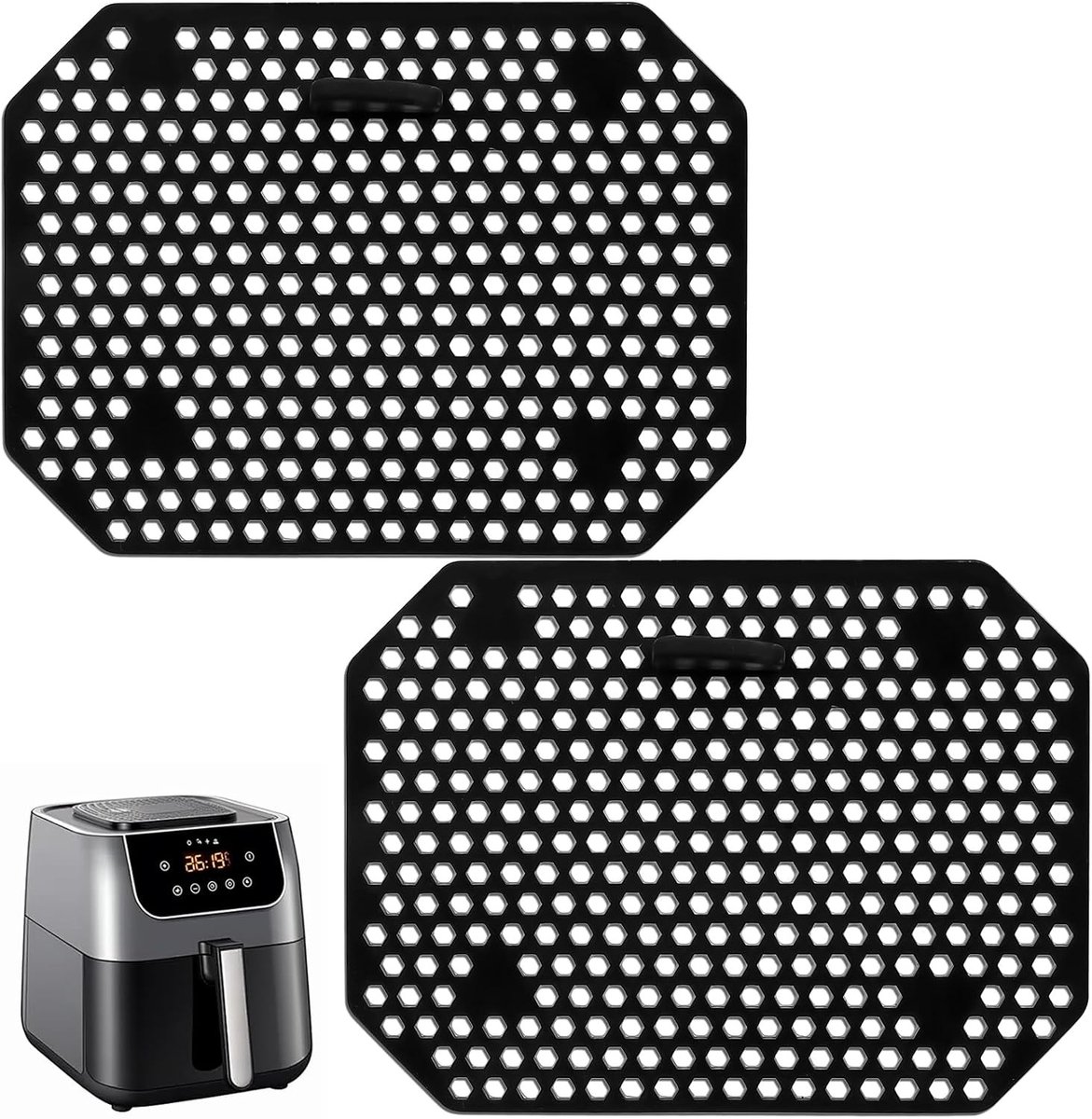 Herbruikbare Siliconen Spatbeschermers voor Dubbele Stapel Airfryer Accessoires, Ideaal voor Koken en Bakken, Geschikt voor XL Modellen
