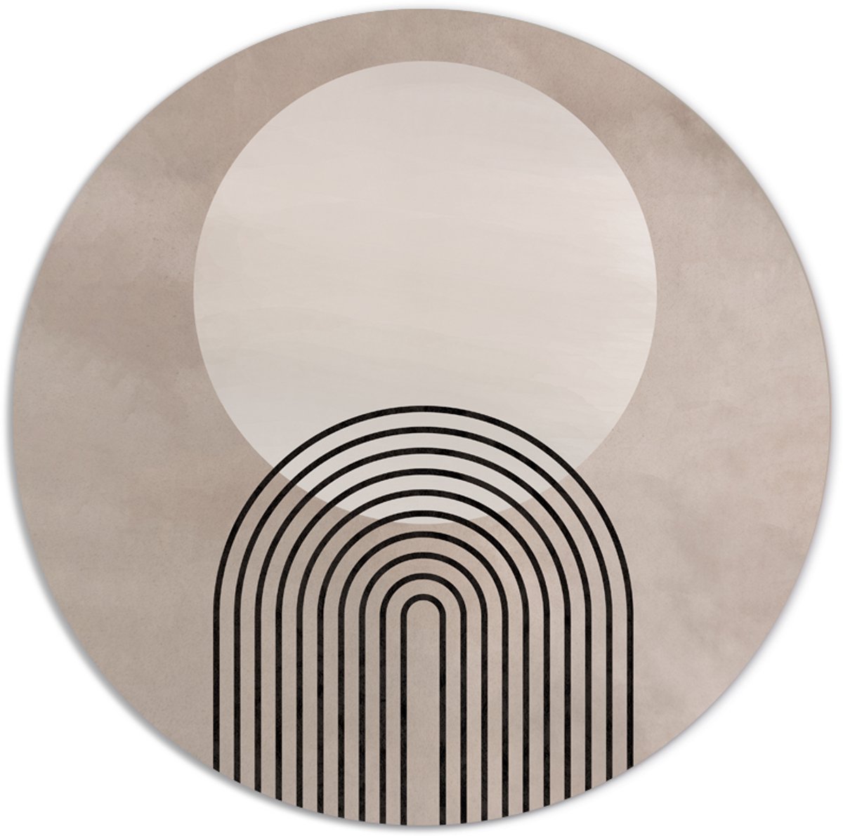 Label2X - Muurcirkel abstract regenboog zon - Ø 50 cm - Dibond - Multicolor - Wandcirkel - Rond Schilderij - Muurdecoratie Cirkel - Wandecoratie rond - Decoratie voor woonkamer of slaapkamer