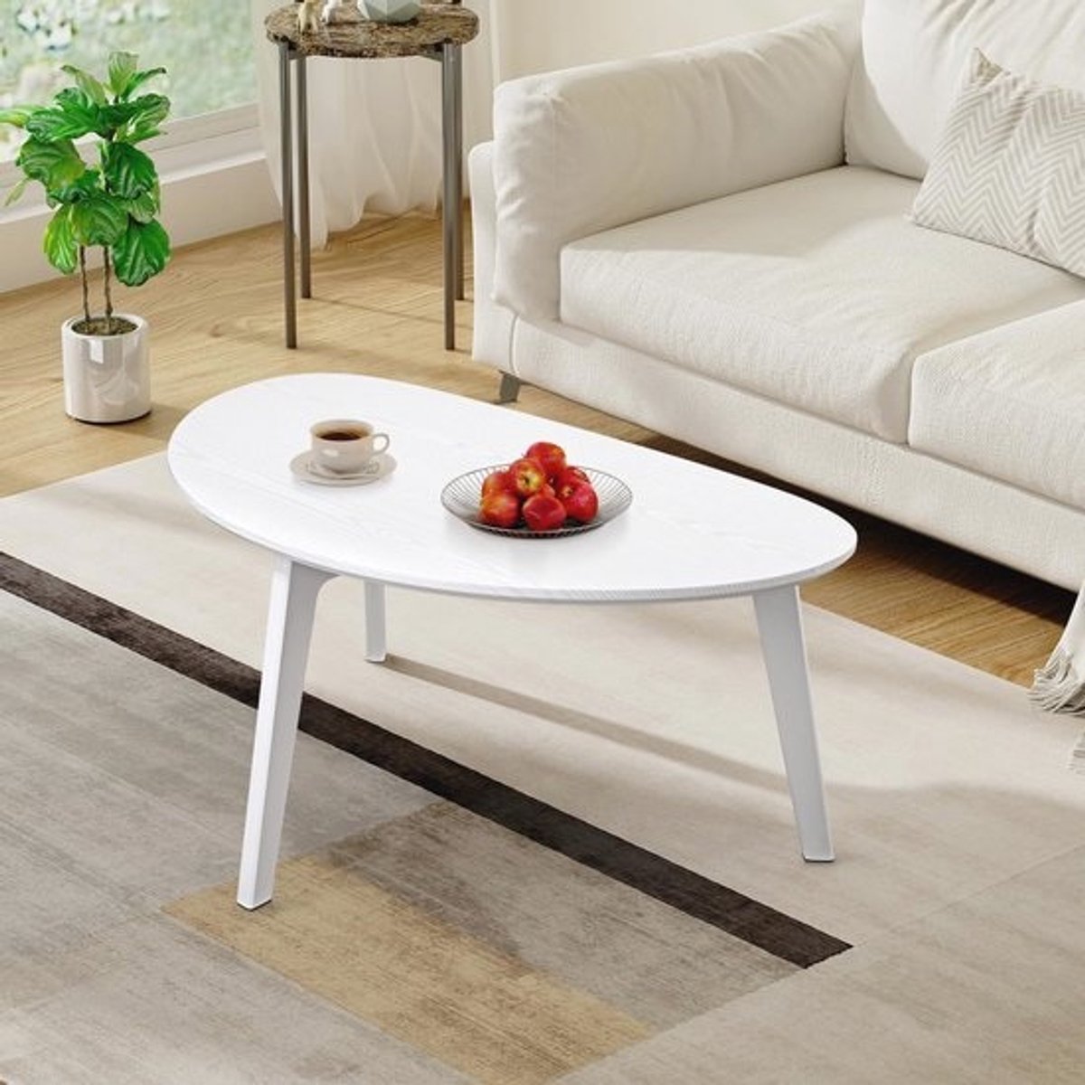 Houten Bijzettafel - Handgemaakte Dreieckige Tafel voor Woonkamer, Slaapkamer en Kantoor