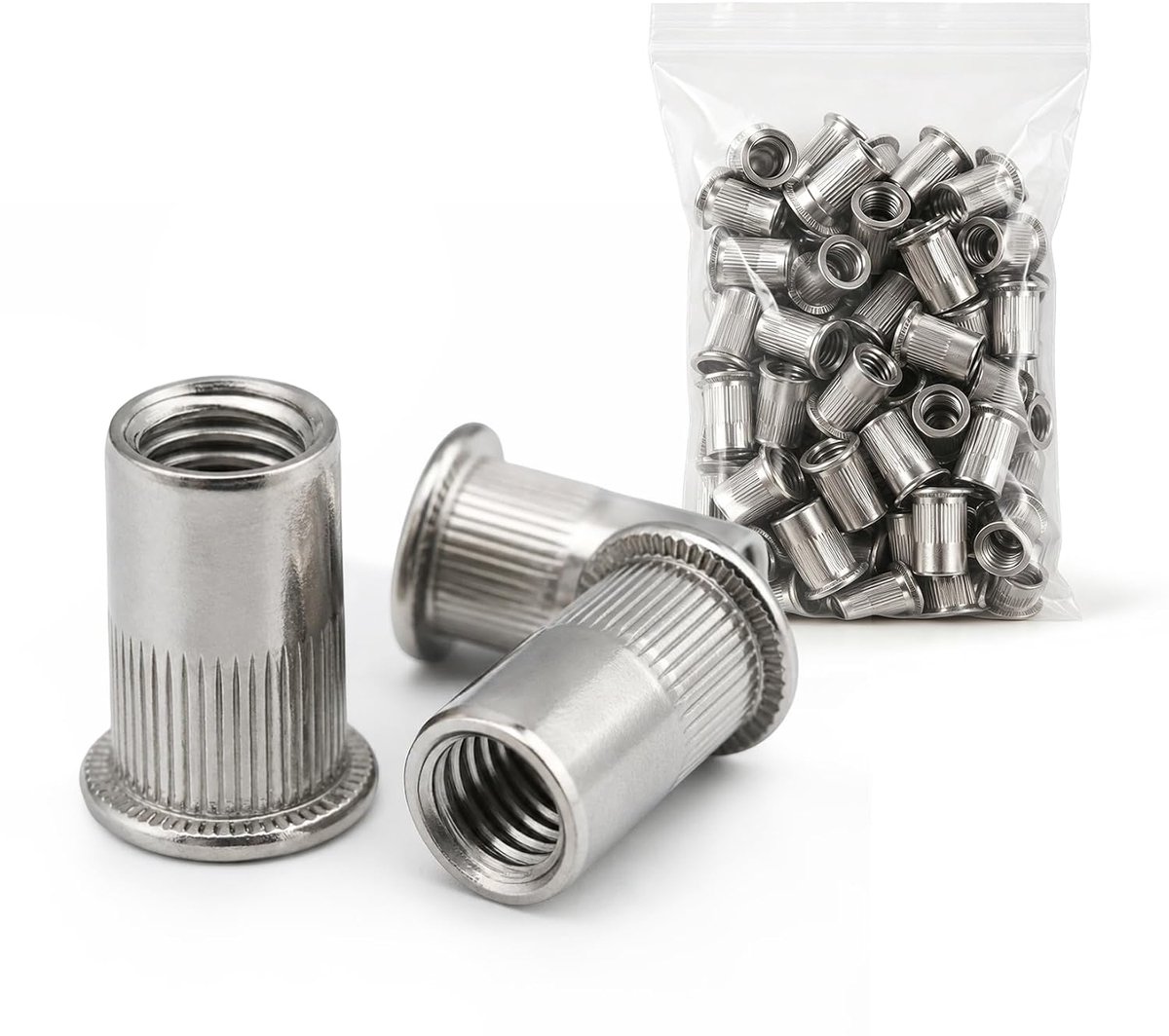 blindklinkmoeren, ronde platte kop, schroefdraad, klinknagelmoeren (M4-50 stuks)