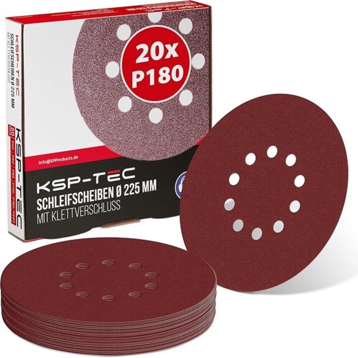 Slijpschijven Set - Schuurpapier Rond - Gipsplaat Schuren - Met Extra Strips - Ø 225 mm 10 Gaten - Grijs
