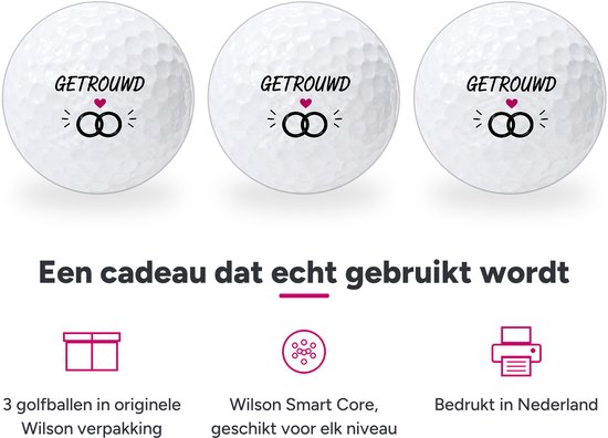 Golfballen Getrouwd - Huwelijk Golf Cadeau - 3 stuks - Wilson - Golfbal met Opdruk van Wilson — afbeelding 2