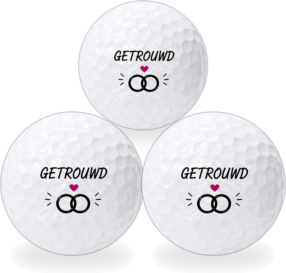 Golfballen Getrouwd - Huwelijk Golf Cadeau - 3 stuks - Wilson - Golfbal met Opdruk