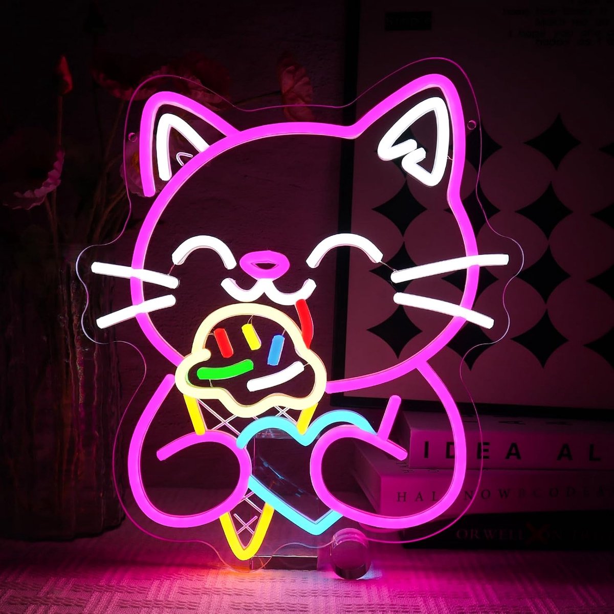 Kat Neon Bord Roze Led Neonbord Muur Schattige Kat Neon Sign USB Led Bord voor Slaapkamer Bakkerij Winkel Keuken Snackbar Huis Feest Decoratie