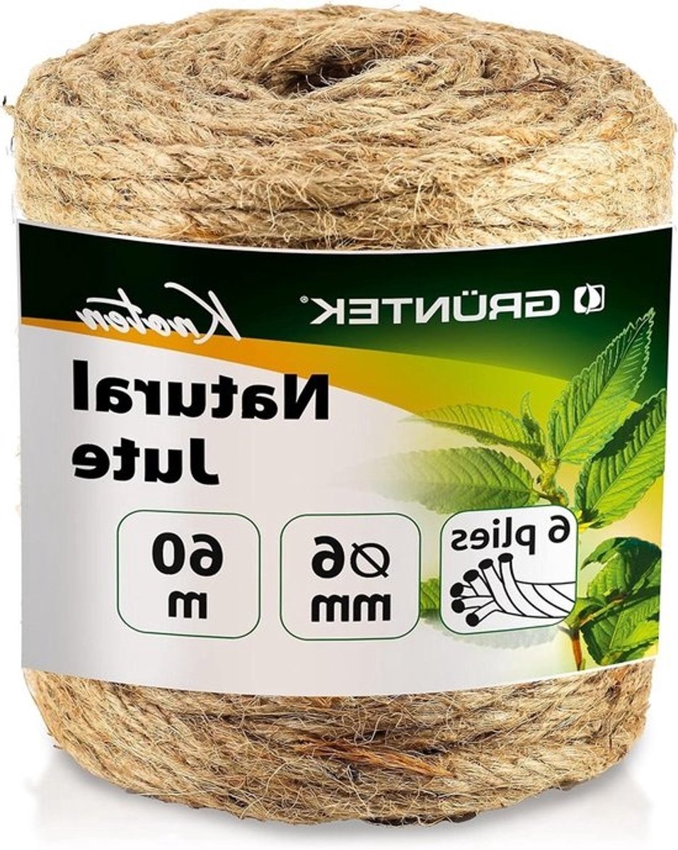 6 mm jutekoord - rol van 60 m - natuurlijke kleur - 100% jutegaren