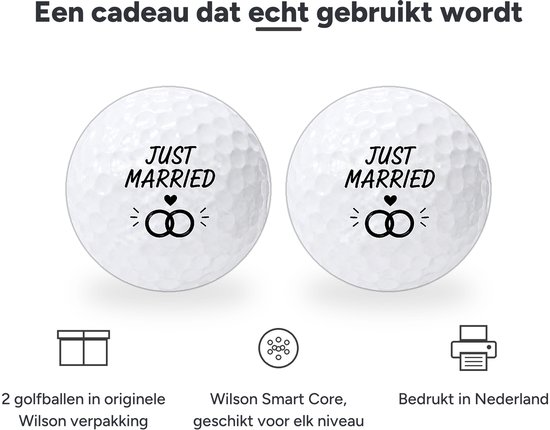 Wilson Golfballen Just Married - Huwelijk Golf Cadeau - 2 stuks - Golfbal met Opdruk — afbeelding 3