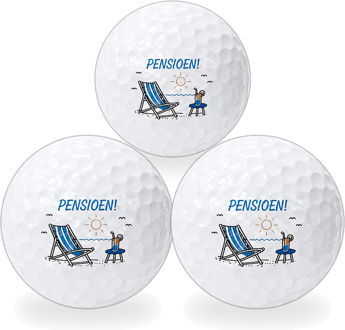 Wilson Golfballen Pensioen Cadeau - Afscheid Golf Cadeau - 3 stuks - Golfbal met Opdruk