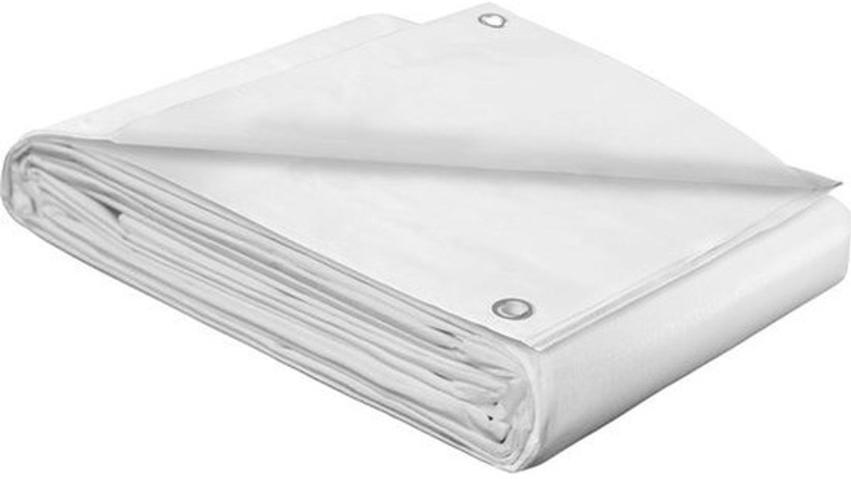 Waterdicht afdekzeil 100 g/m² duurzaam polyzeil - geschikt voor versterkte randen - daken camping terrassen zwembaden - wit - 2 x 3 m