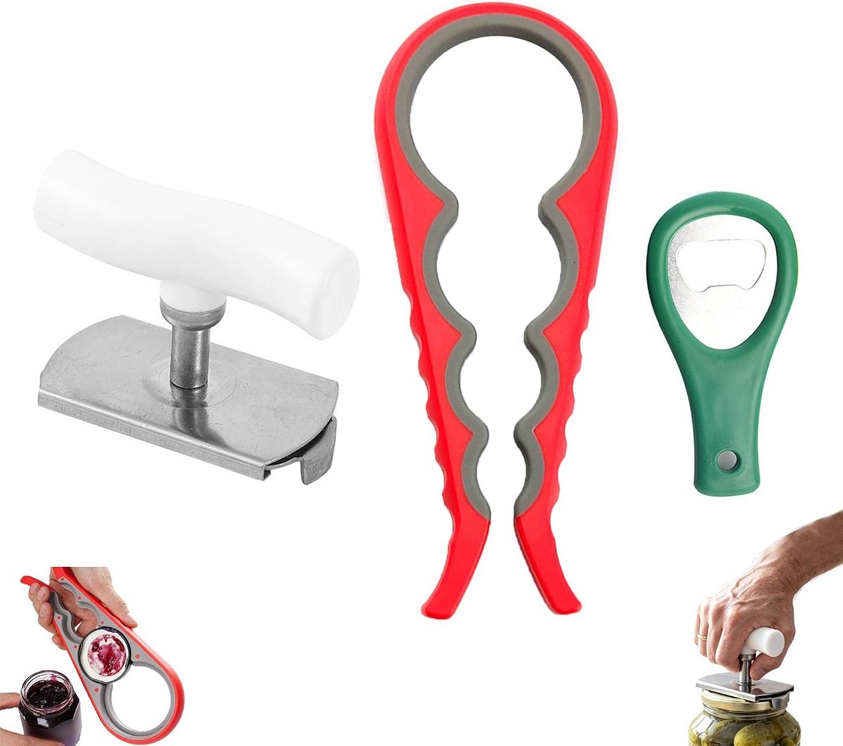 3 stuks blikopener, handmatige flesopener, multifunctionele flesopener