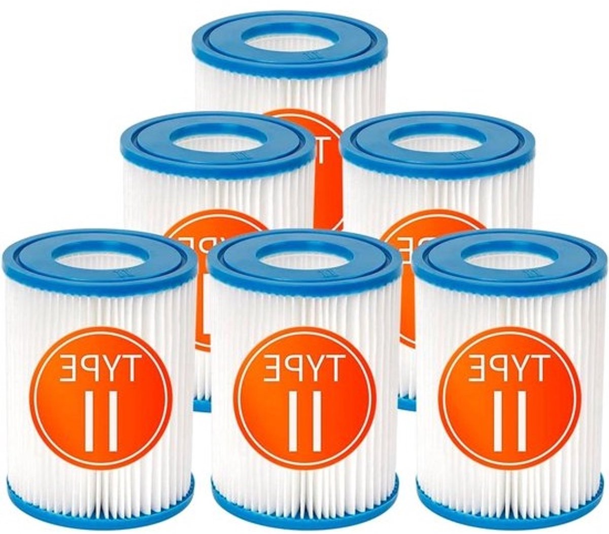 6 stuks zwembadfilters - compatibel met Bestway Cartridge II - filterpatronen