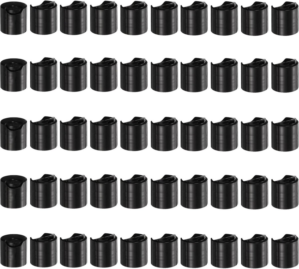 50 stuks vervangende doseerdoppen van PP-kunststof voor knijpflessen, 24/410, zwart