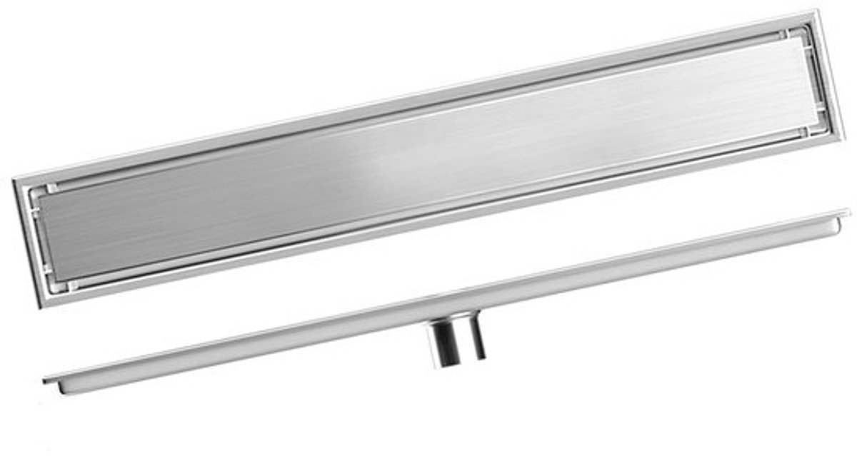 Dailygoods- Doucheafvoer RVS met Filter - Rechthoekige Afvoer - Afvoerdeksel - Haarvanger - Snelle Drainage - 10 x 40 x 2 cm - Vloerafvoer