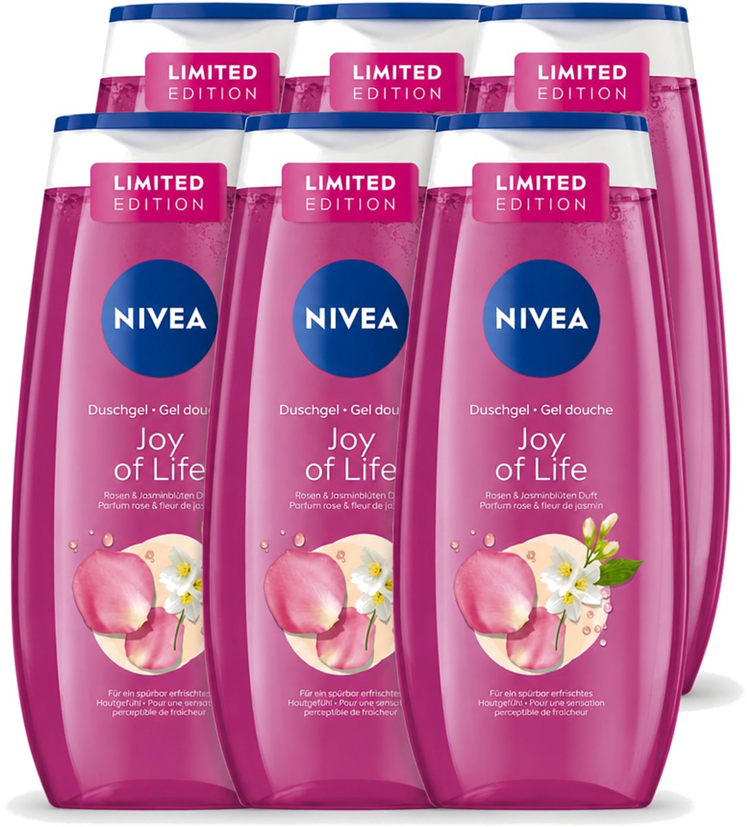 6 x Nivea - Douchegel - Joy of Life - Verfrissend Effect - 250 ml - Voordeelverpakking - 6 stuks