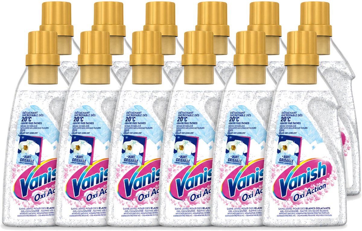 12 x Vanish – Wasbooster Gel – Oxi Action Whitening – 750 ml - Voordeelverpakking - 12 stuks