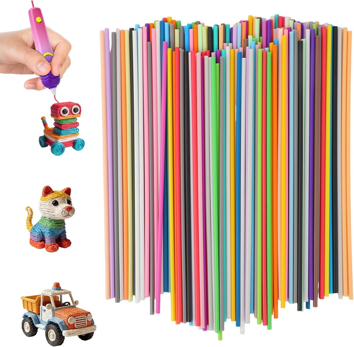 160st 3D-Penfilament Navullingen, 32 Kleuren Navulverpakkingen voor Start+ 2,5mm Diameter 3D-Filamenten voor Schoollessen of Knutselprojecten Thuis