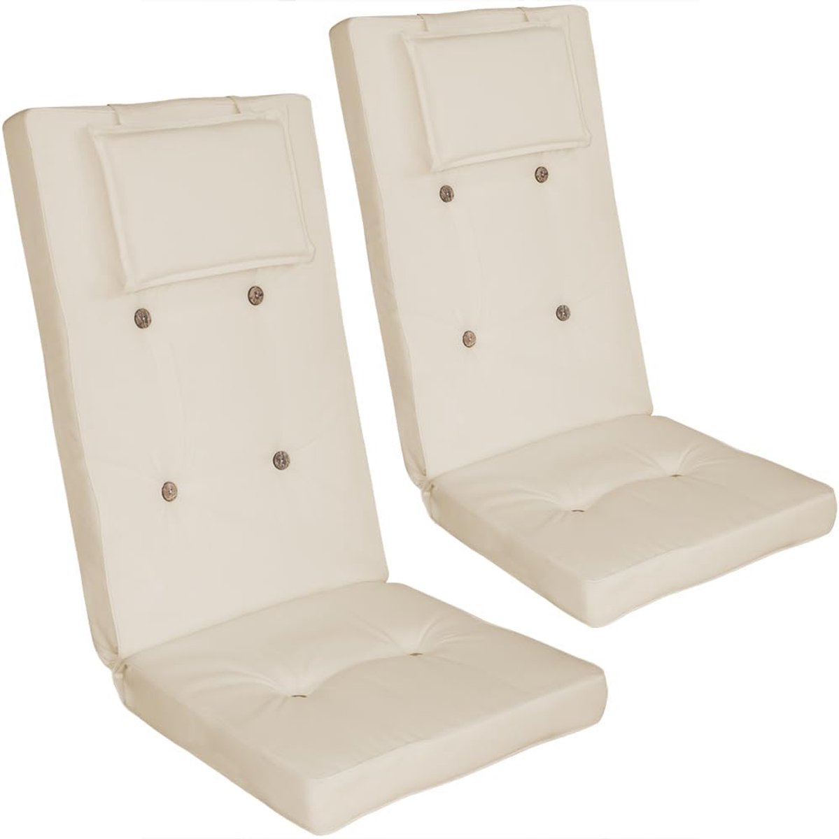 Stoelkussen Set 2 Waterafstotende Kussens Stoelkussens Kussen Tuin Terras Binnen Buiten Crème