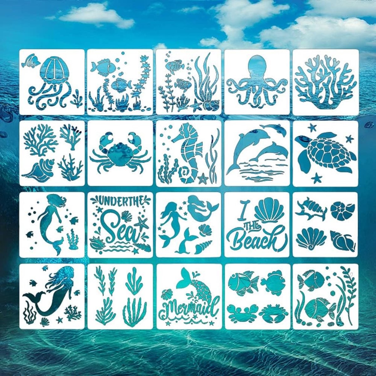 Set van 20 Herbruikbare Sjablonen voor Schilderen en Tekenen - Dierenvormen voor Creatieve Knutselprojecten en Scrapbooking