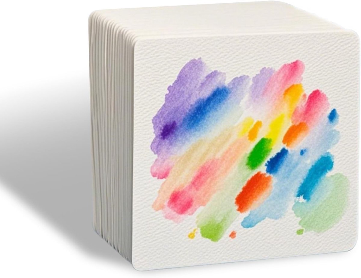 Vierkante Watercolor Papier 10x10cm - 50 Vellen Dikte 300g, Ideaal voor Schilderen, Kunstenaars en Studenten