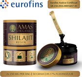 AMAS ORGANICS | 100% PURE HIMALAYAN SHILAJIT RESIN | VEGAN | PUUR EN NATUURLIJK | 50 G | 89,17% FULVINEZUUR | RECYCELBARE GLAZEN POT | EUROFINS ANALYSE CERTIFICAAT AR-258-2026-00016857-01 MEEGESTUURD BIJ ELKE BESTELLING.