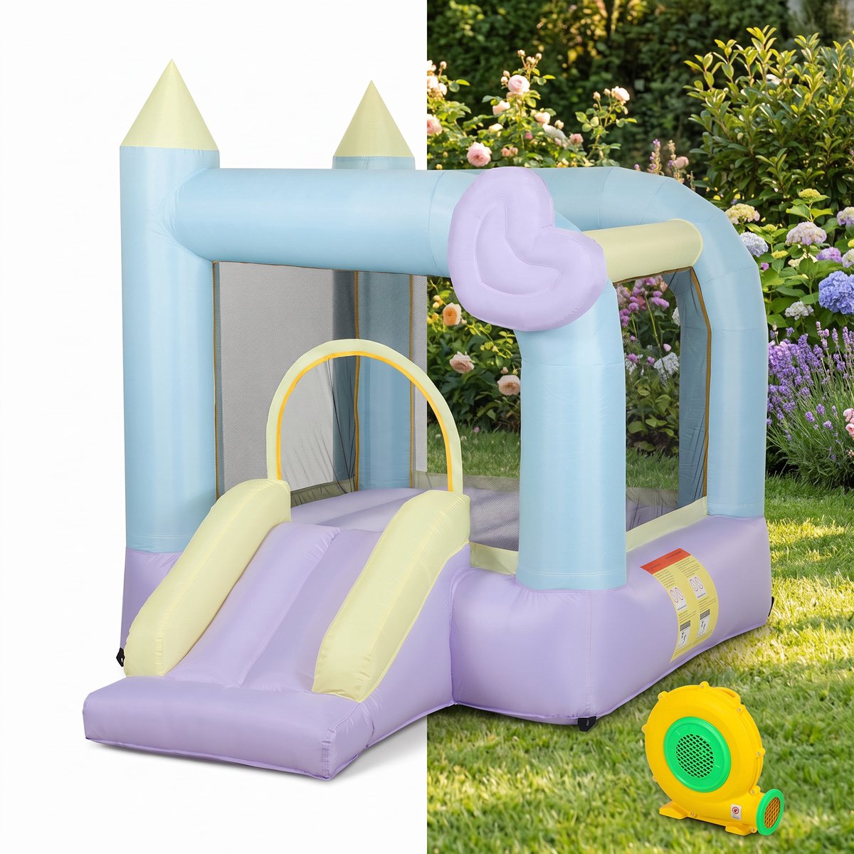 Springkasteel - Met glijbaan - Voor kinderen - 3-8 jaar - 250L x 165B x 200H cm