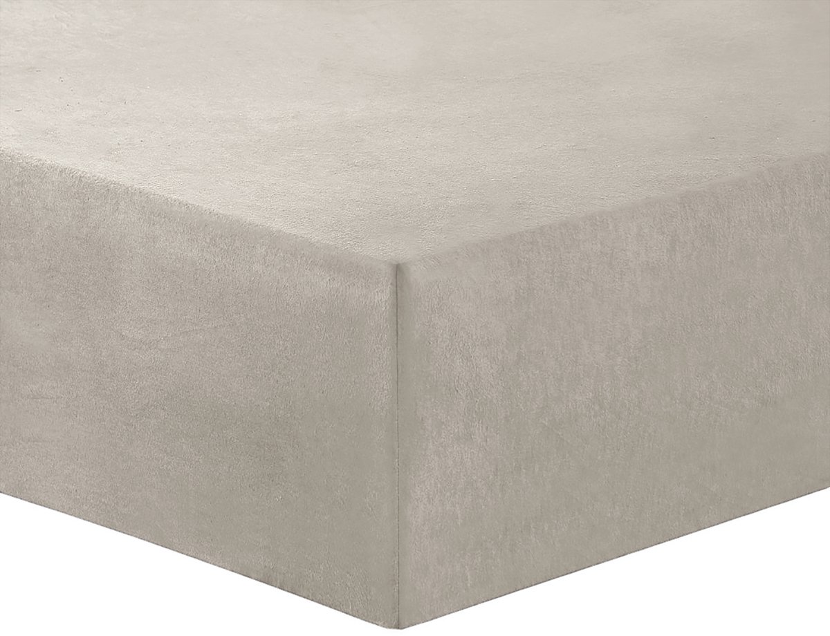 Vision - Hoeslaken FLANEL 100% katoen - Beige - 140 x 200cm met grote hoek van 30cm - Oekotex - zacht en warm