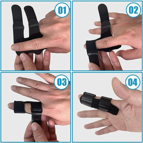 Set van 5 Verstelbare Vinger Splints voor Trigger Finger en Vingerblessures - Comfortabele Bandage voor Alle Vingers — afbeelding 3