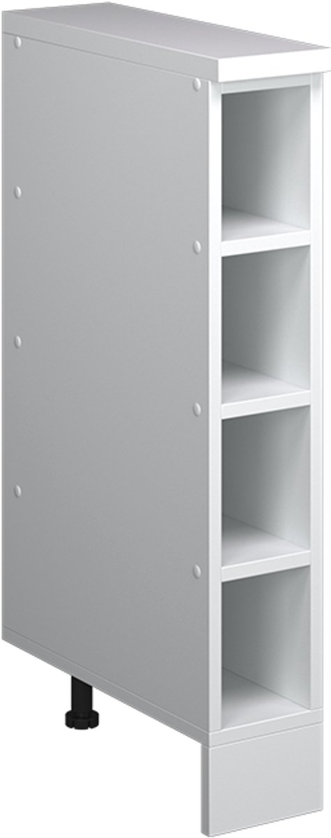 Vicco Keukenkast voor schuine wand R-Line, Wit/Wit, 15 cm zonder schuine zijde, open