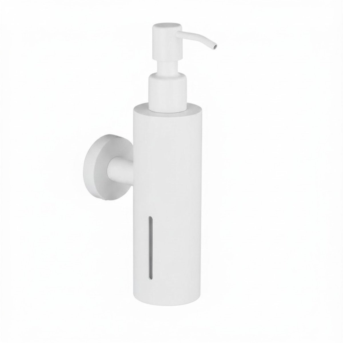 Zeepdispenser Wit - 250ml - Zeeppompje - Zeeppomp - Wandmontage - Hangend - Mat wit - RVS
