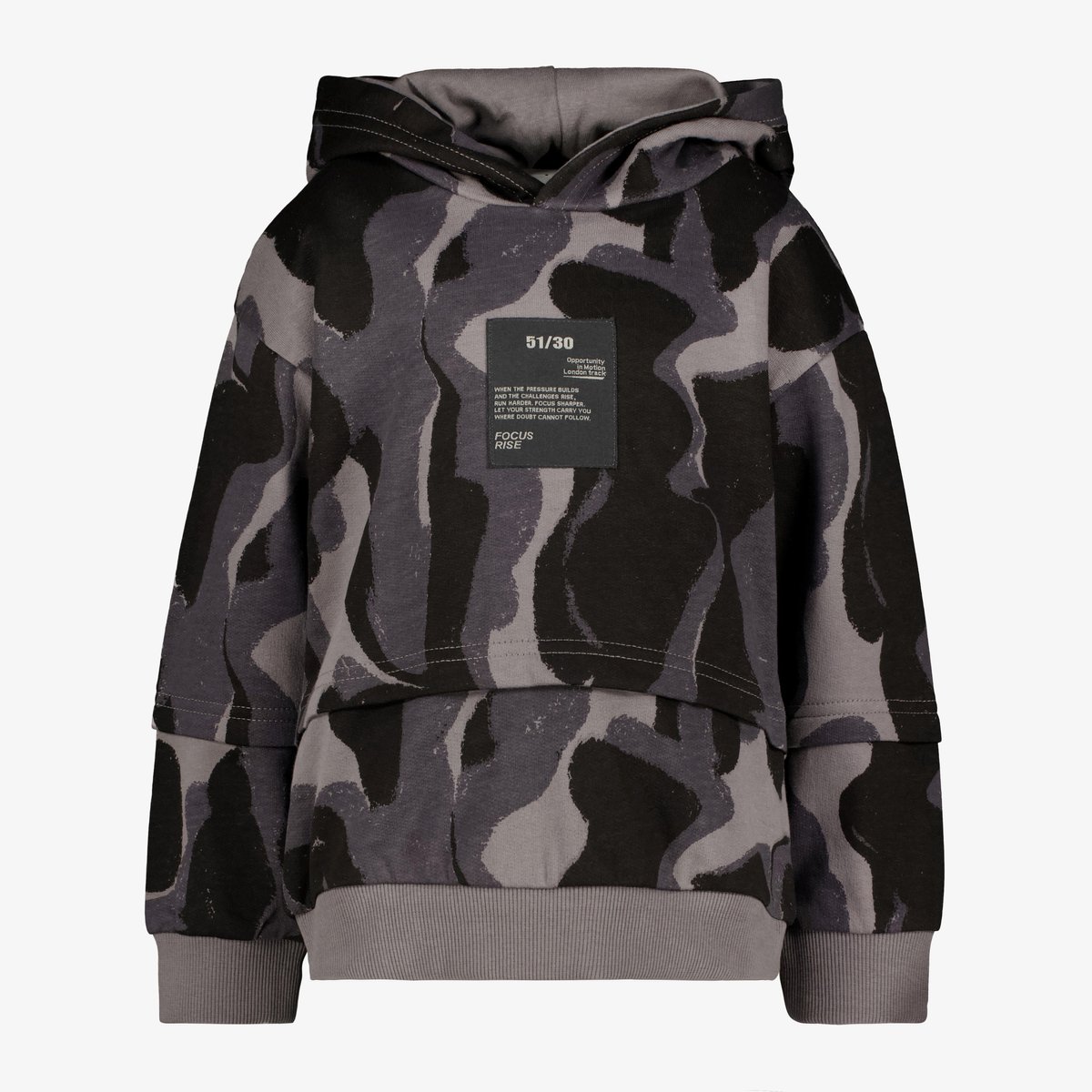 Unsigned jongens hoodie met camouflageprint zwart - Maat 98/104