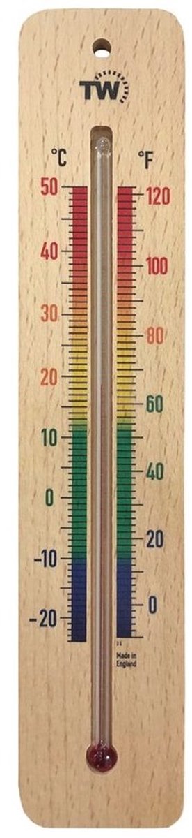 Houten Kamerthermometer 215 mm - Traditionele Binnenthermometer voor Thuis, Kantoor, Kinderkamer, Kas, Schuur of Garage