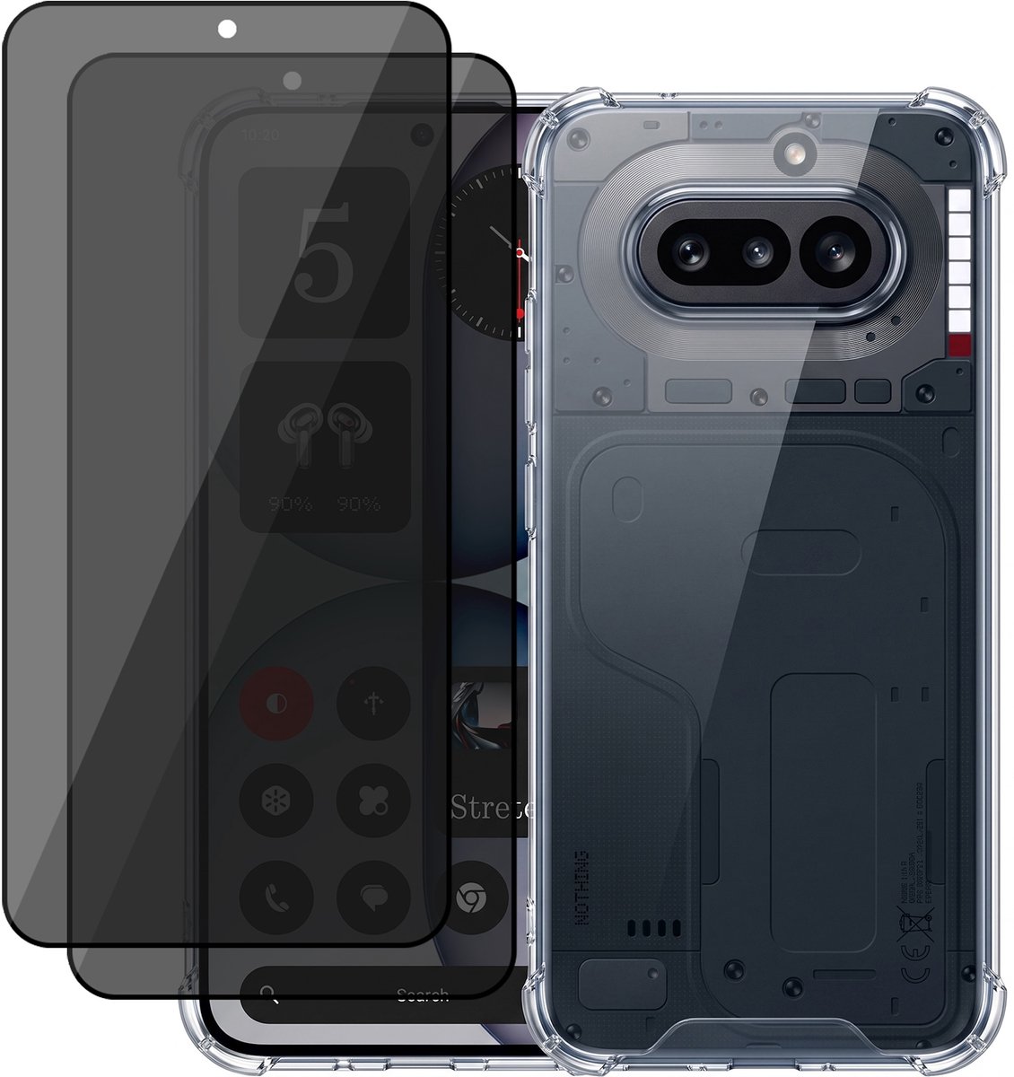 Hoesje geschikt voor Nothing Phone 4a – CrystalClear Back Cover – Schokbestendig – 2 Stuks Privacy Screenprotector Full Cover